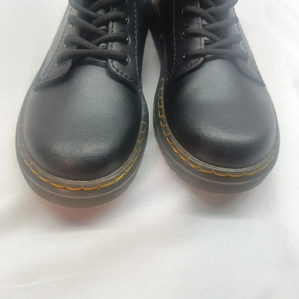 Dr. Martens Zavala J Kids Combat Boots Black Lace Up Side Zip Size 1 Casual
